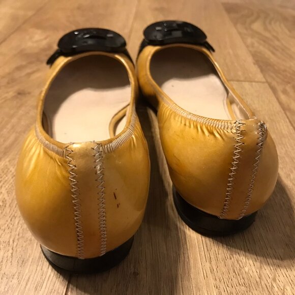 Prada GOLD AND BLACK Patent Leather Buckle Ballet Flat 7.5 - MADE IN ITALY - Picture 11 of 11